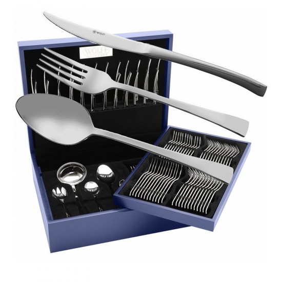 Faqueiro 101 Peças Berna Aço Inox Wolff Com Estojo De Madeira